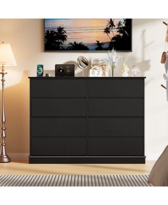 8 Drawer Dresser for Bedroom, Wide Wooden Chest of Drawers with Wide Top