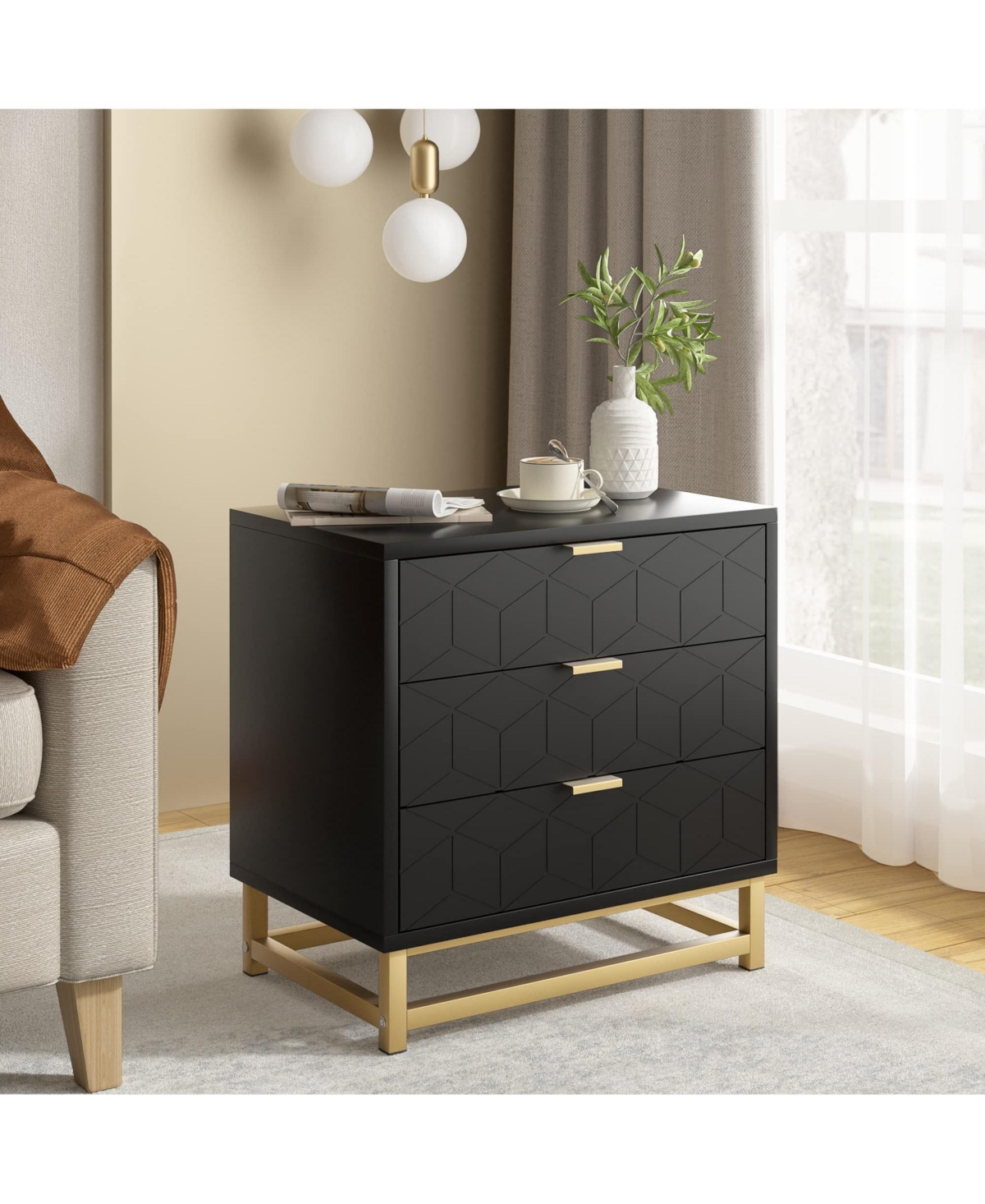gaomon 3 Drawer Dresser, Wood Chest Drawers with Storage for Closet, Bedroom, Dresser Modern Bedside Nightstand