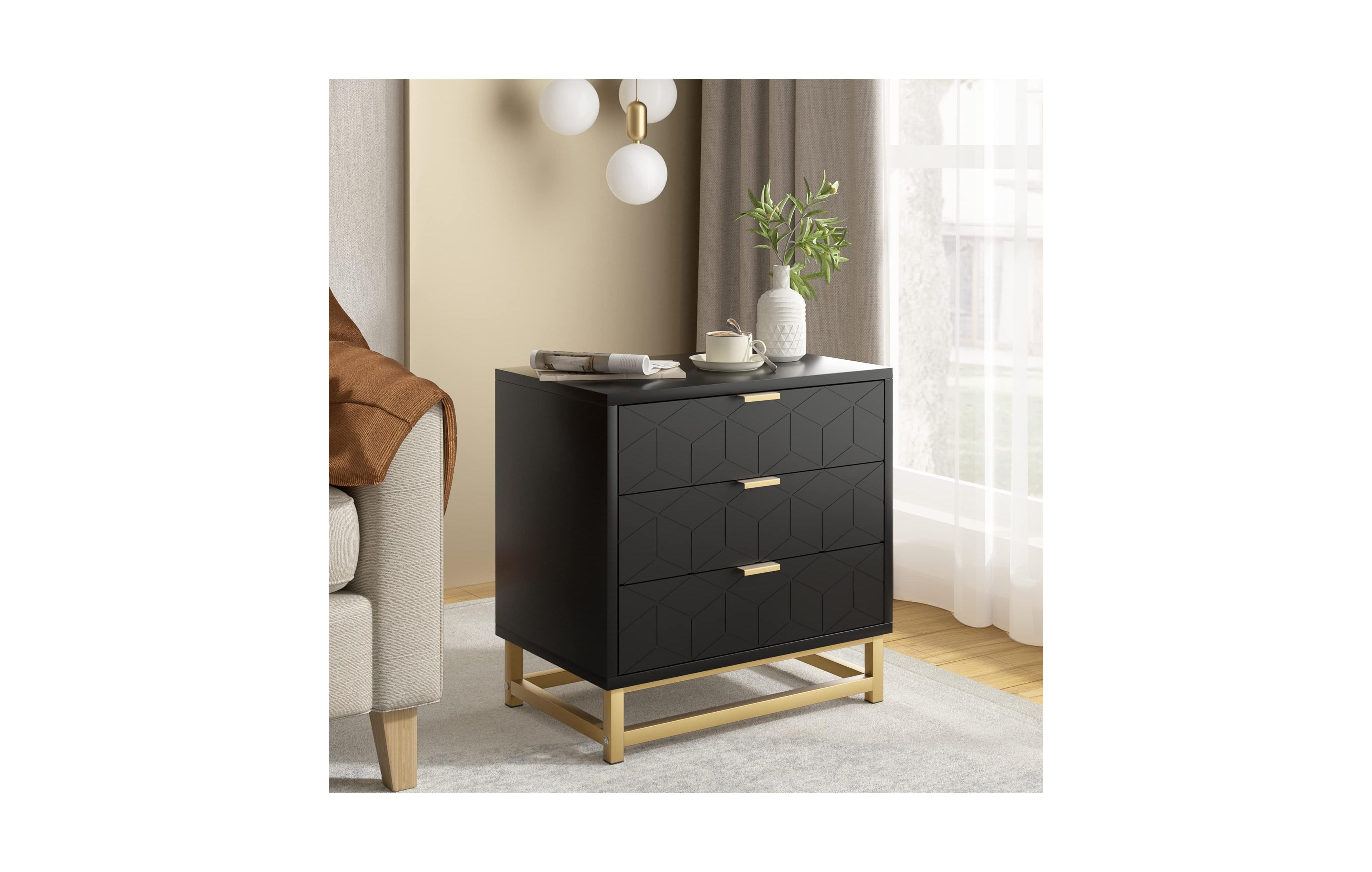 gaomon 3 Drawer Dresser, Wood Chest Drawers with Storage for Closet, Bedroom, Dresser Modern Bedside Nightstand