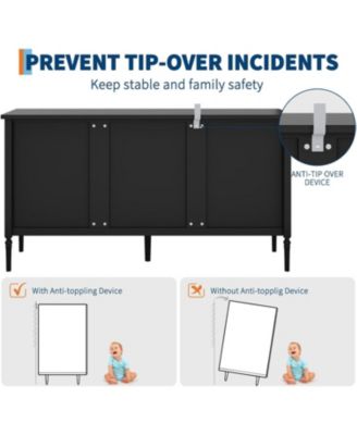 59" Wide Wood with Storage for Kitchen, Dining Room, Living Room or Entryway Buffet Cabinet