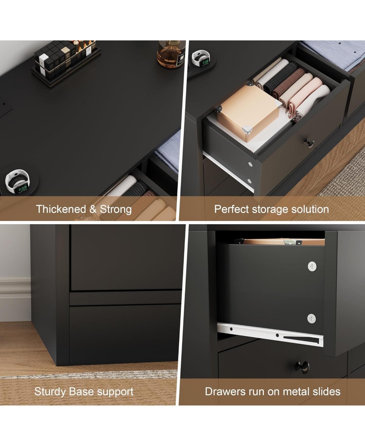 gaomon 12-Drawer Bedroom Dresser, Wood Storage Chest with Power Outlet, Large 61" Wide Organizer for Bedroom, Hallway, Living Room