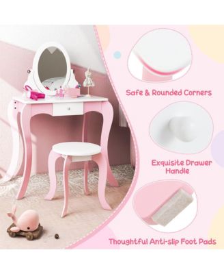 Pretend Kids Vanity Set Makeup Dressing Table 2-in-1 Mirror & Whiteboard