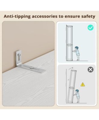 Freestanding Closet System with 3 Wood Drawers, Adjustable Shelves and Hanging Rod, White