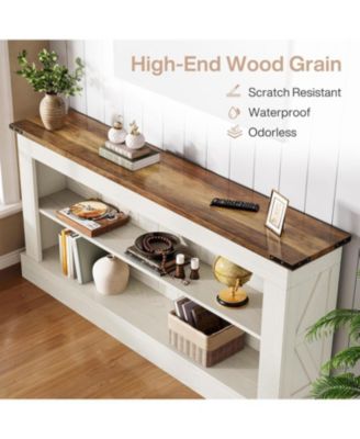 63-Inch Long Console Table for Entryway, Narrow Farmhouse Sofa Table with Shelves