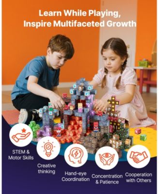 Magnetic Blocks, 100-Piece Dark Castle Magnetic Cube Building Set for Kids Ages 3