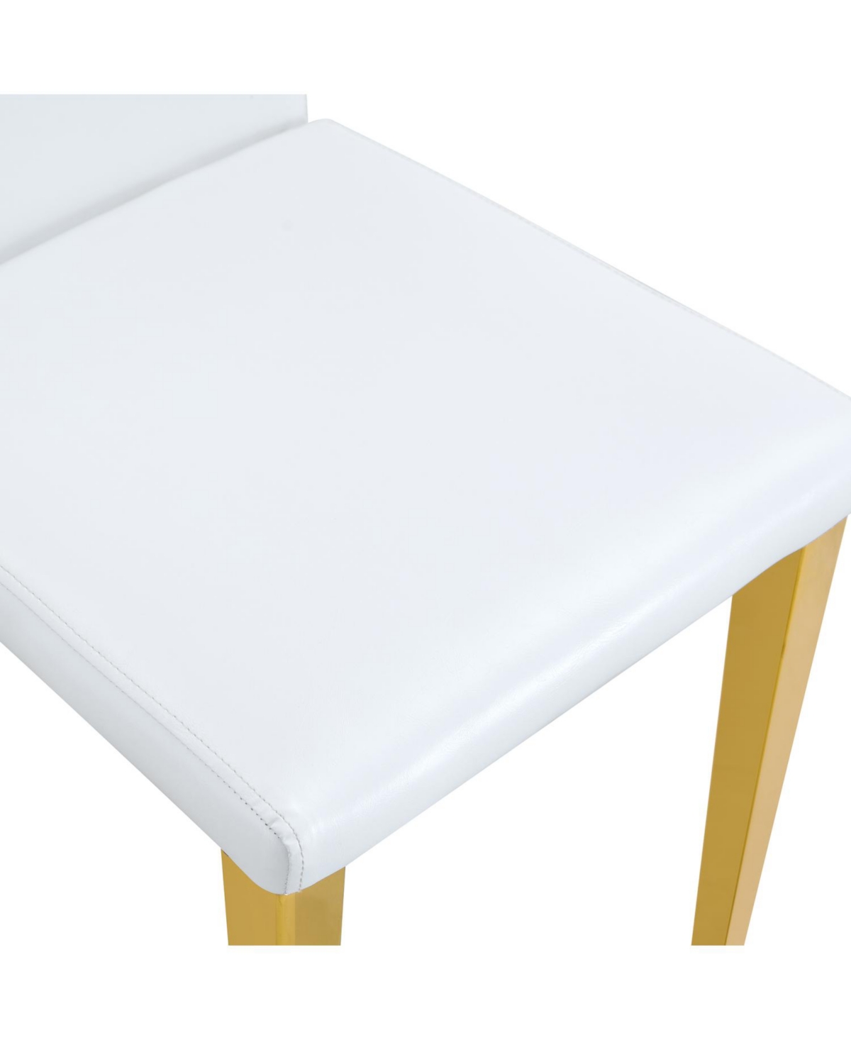 Streamdale Furniture White Pu Leather Chairs, Gold Legs (Set of 2)