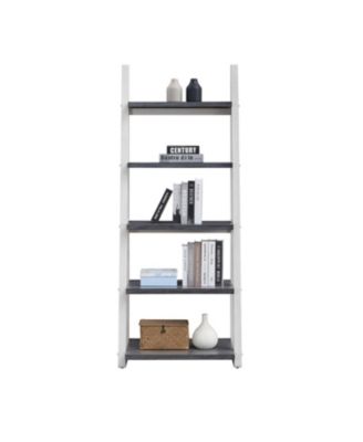 Streamdale 5-Tier Ladder Bookcase with Rubberwood Frame