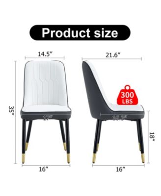 Streamdale Modern Dual Tone PU Leather Dining Chair, Black Legs, Set of 4