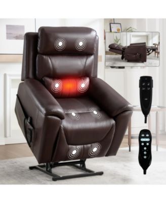 Streamdale Power Lift Recliner w/ Massage & Heat, 350 LBS, Brown