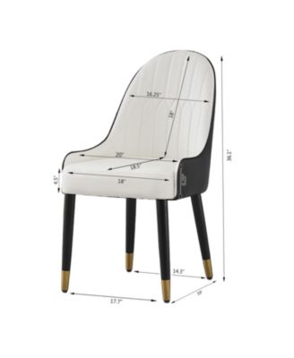 Black Leather Desk Chair with Metal Legs (Set of 2