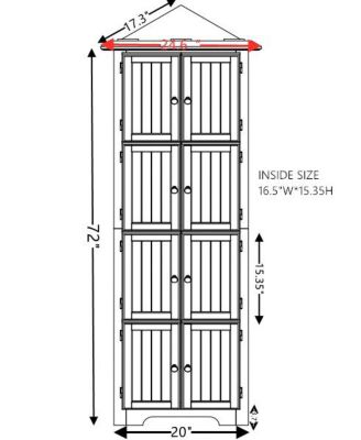 4-Tier Corner Kitchen Pantry Cabinet with 8 Doors and Adjustable Shelves