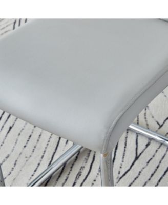 Faux Leather Cushioned Side Chairs - Set of 4 (Light Gray)