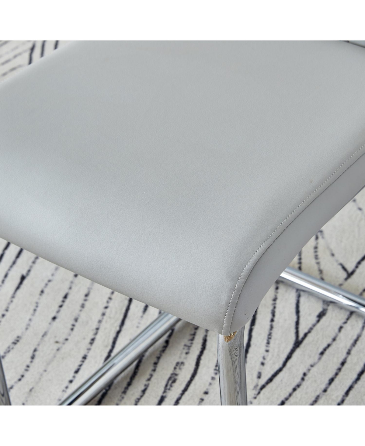 Streamdale Furniture Faux Leather Cushioned Side Chairs - Set of 4 (Light Gray)