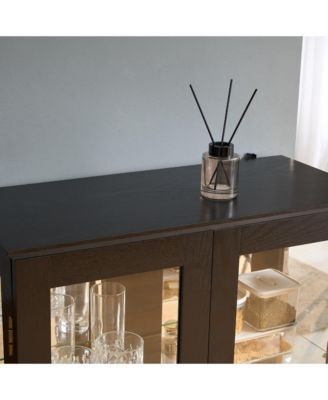  Lighted Curio Cabinet with Glass Doors & Adjustable Shelves - Black