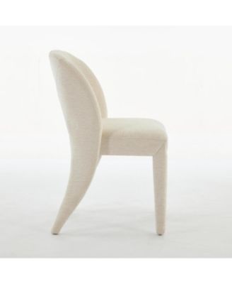 Streamdale Cream Chenille Dining Chairs, Hollow Back, Set of 2