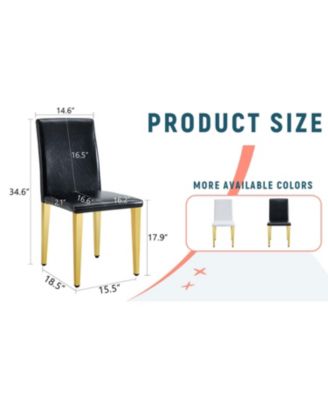 Black PU Leather Chairs with Gold Legs (Set of 4)