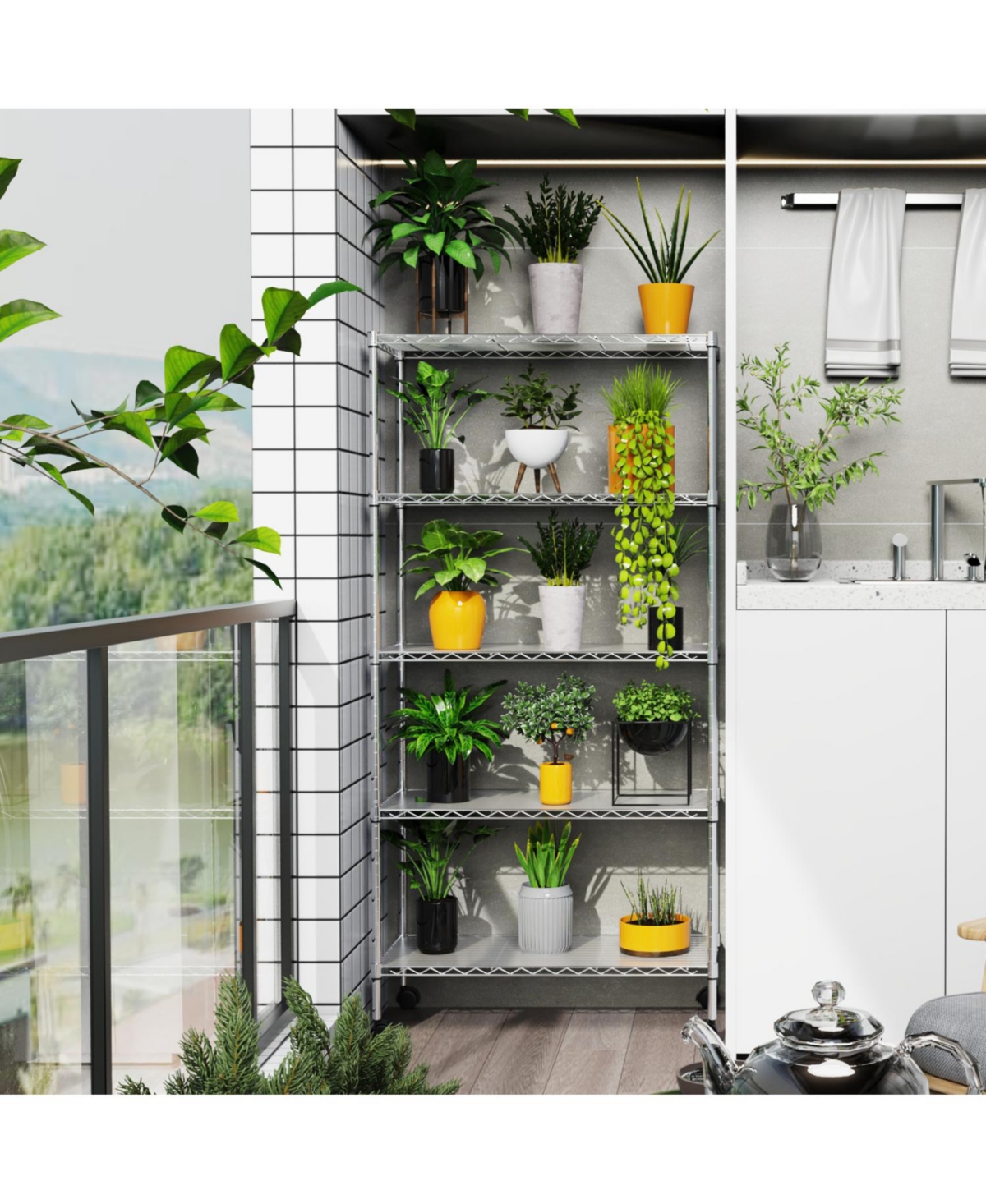 Streamdale Furniture Chrome Wire Shelf 5 Tier Unit - Heavy Duty Storage Solution