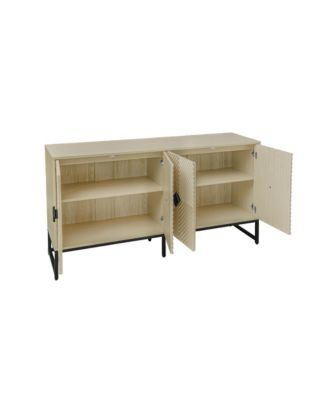Modern Carved Sideboard Cabinet with Adjustable Shelf