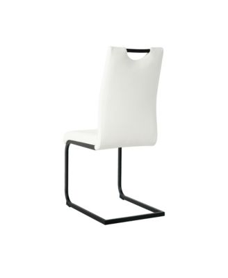 Streamdale Modern White PU Dining Chair with Black Metal Legs (Set of 4
