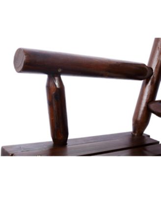 Streamdale Carbonized Wood Rocking Bench for 2 with Curved Seat, Rustic Brown