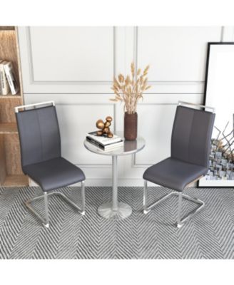 Modern Grey PU Leather Dining Chairs (Set of 2)