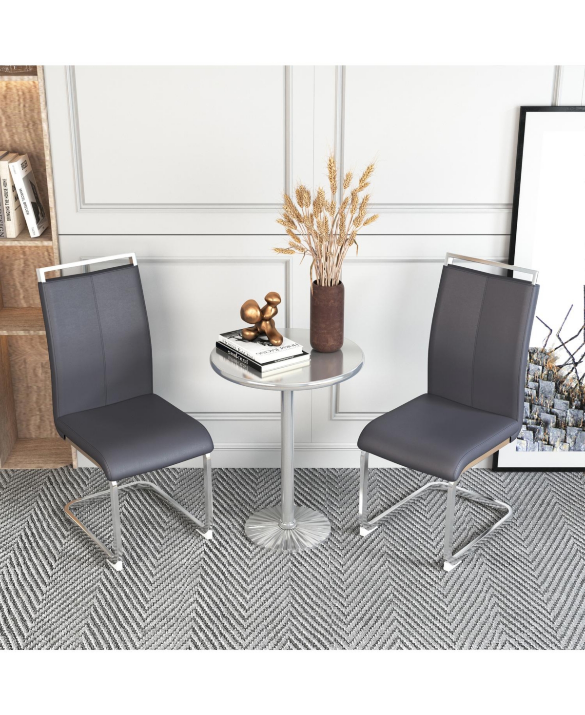 Streamdale Furniture Modern Grey Pu Leather Dining Chairs (Set of 2)