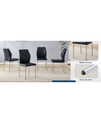 Luxury Black PU Dining Chairs - Silver Legs (Set of 4)