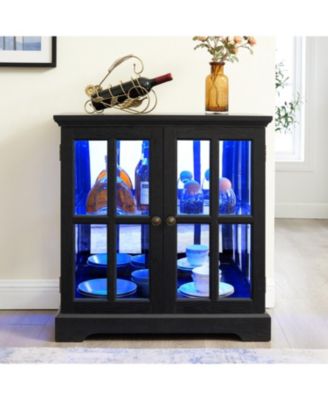 LED Curio Cabinet with Adjustable Shelves - BLK