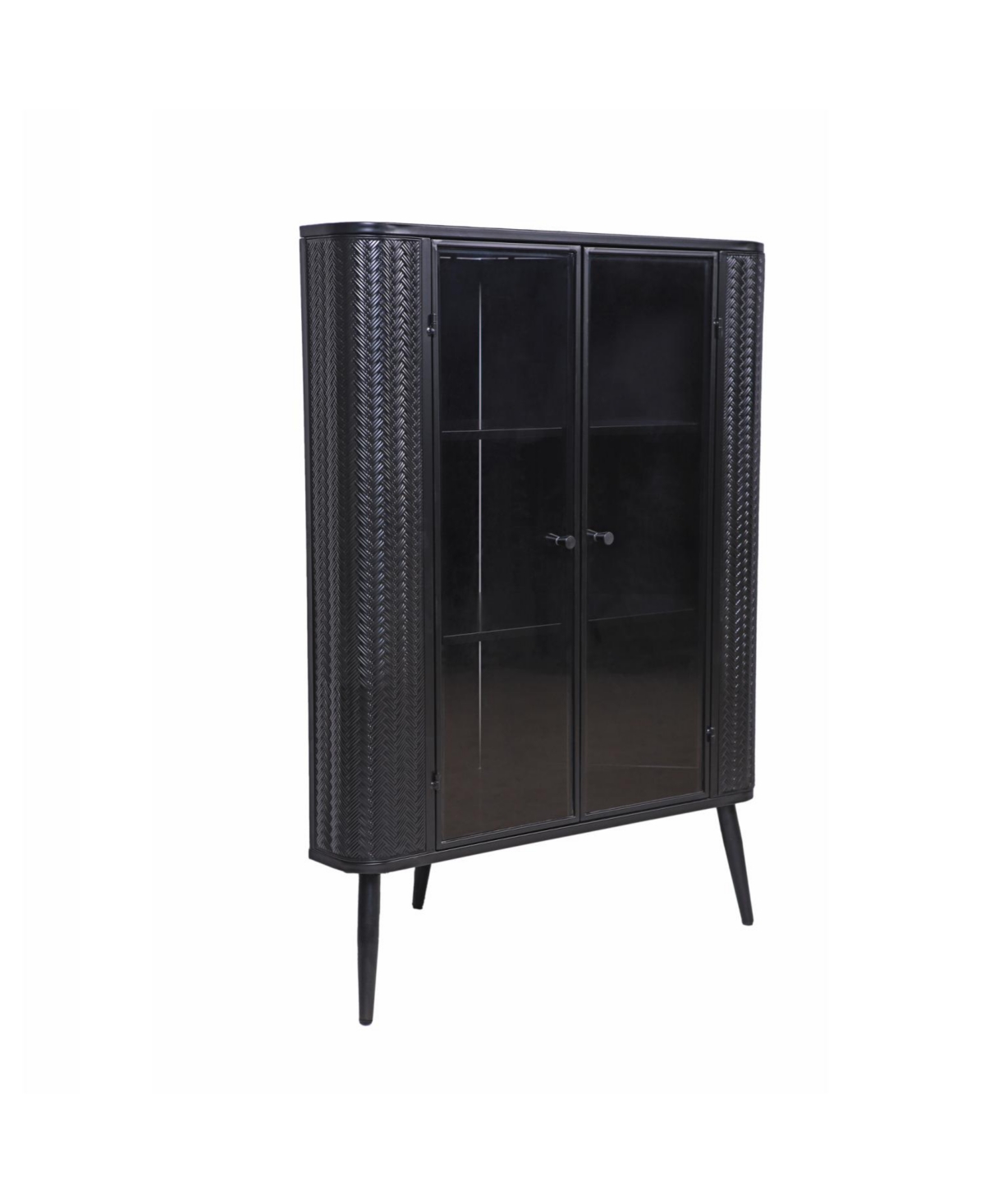 Streamdale Furniture 3-Tier Corner Cabinet with Glass Doors