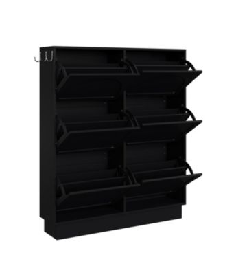  Modern Narrow Shoe Cabinet - Cream & Black