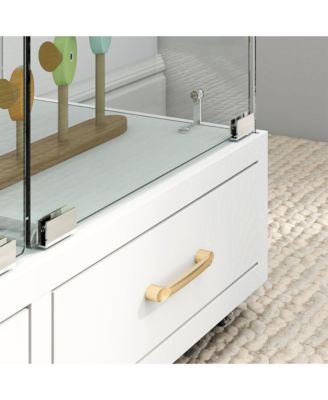 White Glass Display Cabinet w/ Drawers & LED Lights