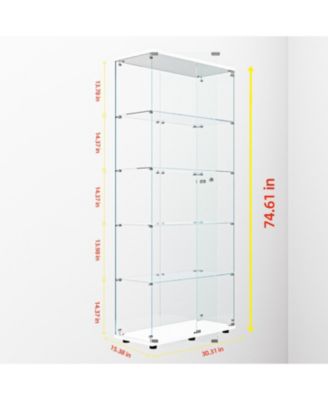 Streamdale White Tempered Glass Display Cabinet with Lights & Locks