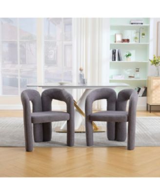 Velvet Accent Dining Chair Set of 2 (Gray Teddy)