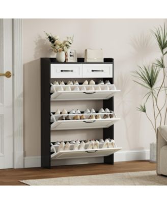 3-Door Shoe Cabinet with Drawers
