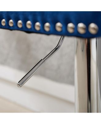 Streamdale Chrome Swivel Velvet Barstools, Adjustable Height, Tufted, Set of 2