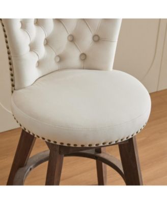 Streamdale 26" Swivel Velvet Counter Stools Set of 2, Beige