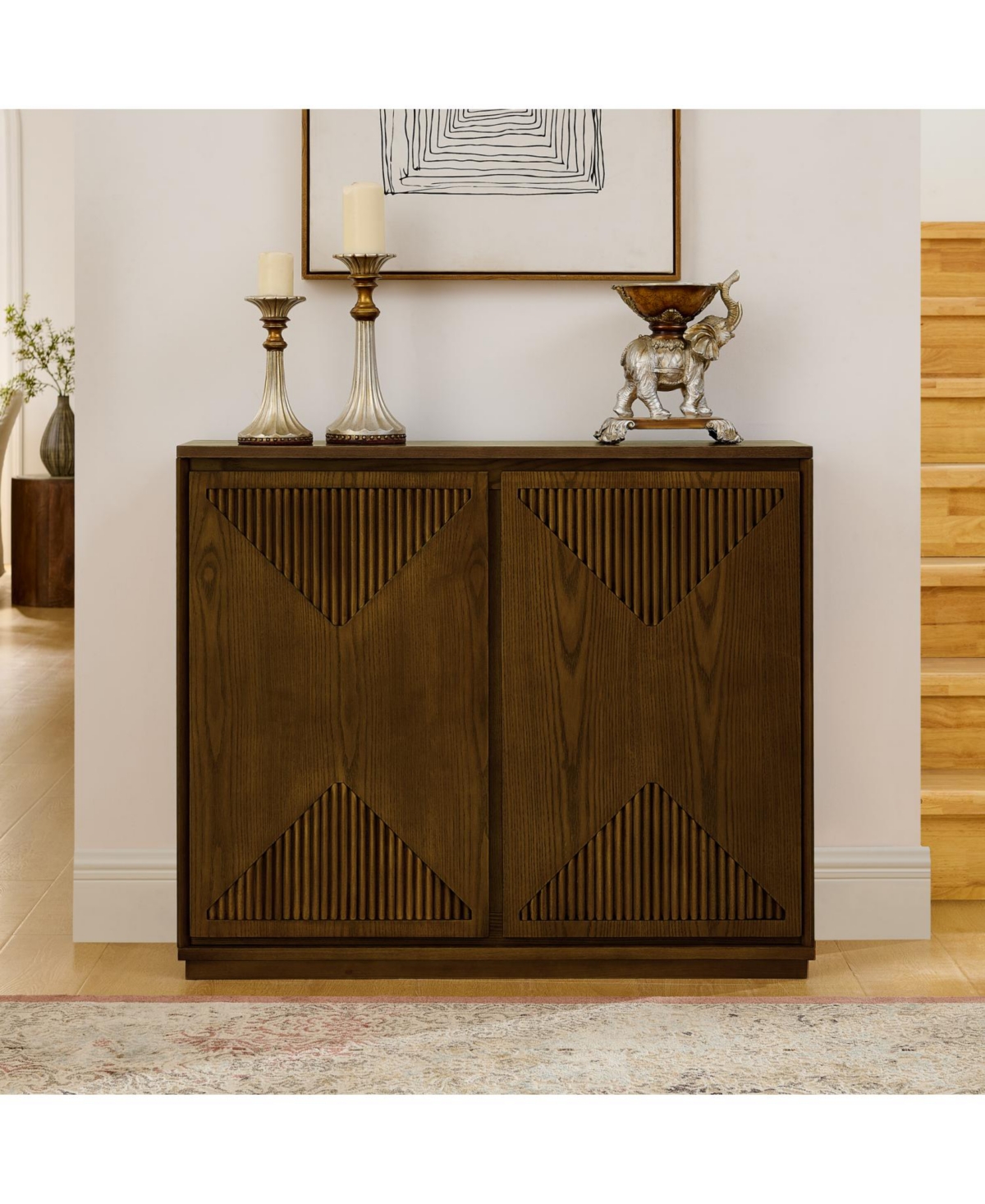 Streamdale Furniture Mid Century Modern V-Shape Storage Cabinet