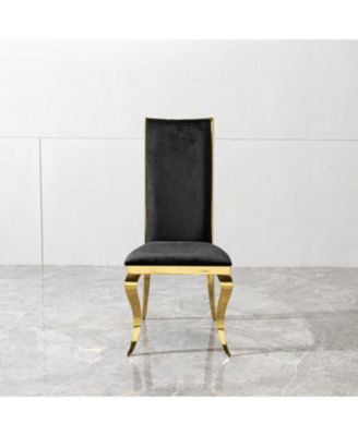  Black Velvet Dining Chair with Unique Backrest (Set of 2)