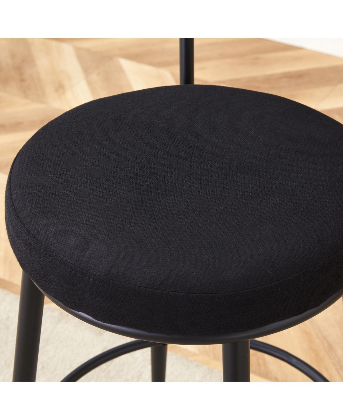 Streamdale Furniture Ergonomic High Leg Bar Chairs - Black Fabric 35.5" - 2 Pack