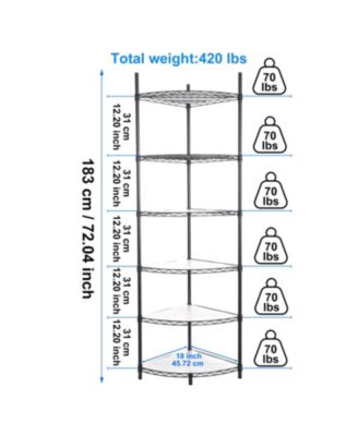 6-Tier Corner Wire Shelf Rack - Black
