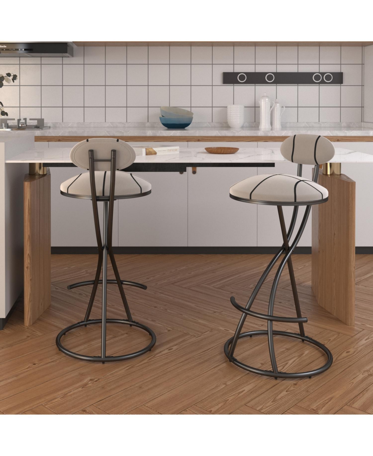 Streamdale Furniture Striped Upholstered Bar Stools - Set of 2