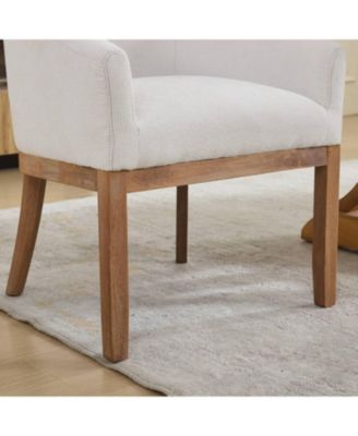  Mid Century Modern Beige Barrel Dining Chair with Arms