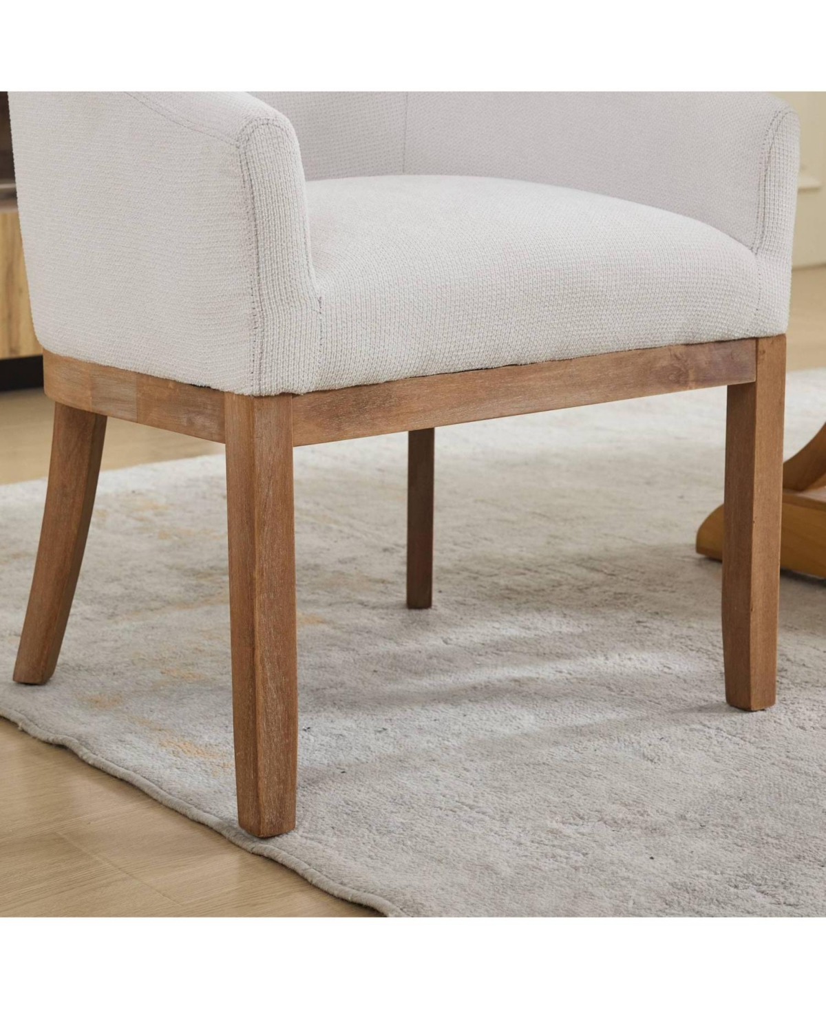 Streamdale Furniture Mid Century Modern Beige Barrel Dining Chair with Arms