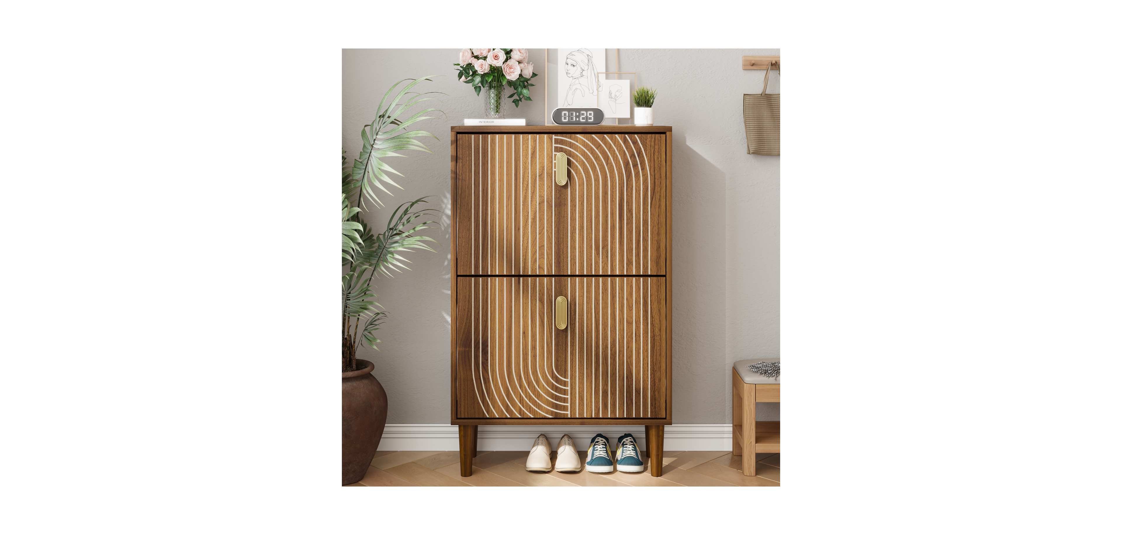 Streamdale Shoe Storage Cabinet 2 Flip Drawers, Entryway, 23.6''W