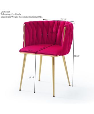 2-Piece Velvet Upholstered Golden Metal Legs Dining Chairs