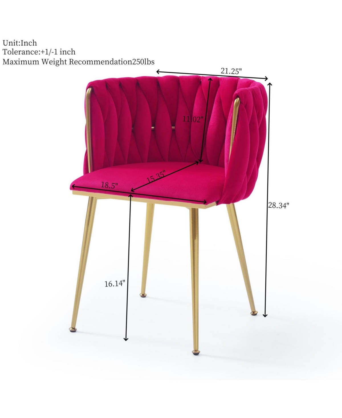 Streamdale Furniture 2-Piece Velvet Upholstered Golden Metal Legs Dining Chairs