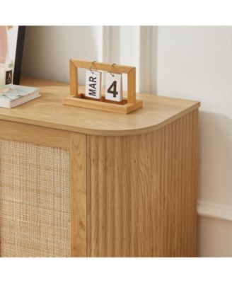 64" Wave TV Stand Rattan Door Cabinet