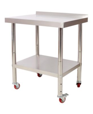 Stainless Steel Prep Table 30x24, Backsplash, Casters