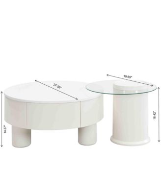 Nesting Coffee Table Set w/ Storage Drawer