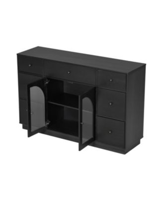 Black 2-Door 7-Drawer Storage Cabinet